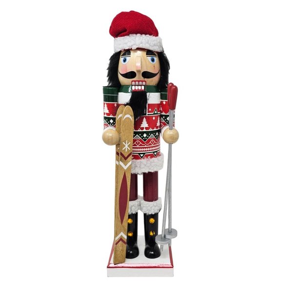 Skier Skiing Downhill Ski 14" Wood Nutcracker - Christmas Gift - Picture 1 of 4